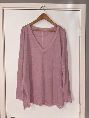 Free People Light Pink V-Neck Top